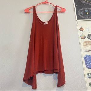 Rusty Heathered Red Flowy Ribbed Tank Top